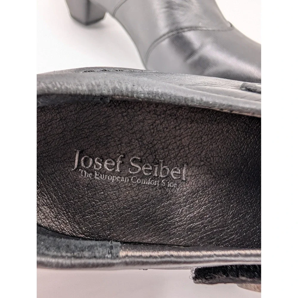 Josef Seibel Shoes Womens Size 6.5 Black Leather Bootie‎ Comfort Low Heel EU 37